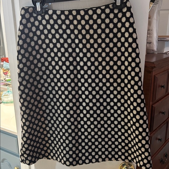Boden Wool Blend Black and Cream Polka Dot A-Line Skirt SZ 6L - Picture 1 of 7